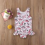 Mrsivdi Yaz Mayo Yürümeye Başlayan Bebek Çocuk Kız Plaj Mayo Mayo Bikini Seti Dinozor Mayo Tek Parça (Yurt Dışından) - Siyah - Beyaz
