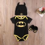 Mrsivdi Yenidoğan Yürümeye Başlayan Bebek Erkek Giysileri Romper Bodysuit Ayakkabı Şapka Batman Kıyafetler Set (Yurt Dışından) - Siyah - Beyaz