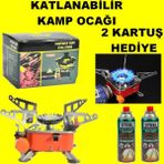 Mrt Bilişim 2 Kartuş Hediyeli Mini Portatif Kamp Ocağı Katlanabilir Kendinden Çakmaklı Rüzgara Dayanıklı Ocak