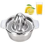 MRTWDK Narenciye sıkacağı, paslanmaz çelik, hazneli, 400 ml, limon, portakal ve narenciye meyveleri için manuel meyve sıkacağı, güçlü sağlam, bulaşık makinesinde yıkanabilir