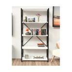 Mrvhomee 150 Cm 5 Katlı Metal Kitaplık – 60X30 Cm Raf Ölçülü – Endüstriyel Tasarım- Beyaz