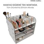Mrx-Org 9 Bölmeli Makyaj Organizer | Çekmeceli Kozmetik Düzenleyici, Masa Üstü Organizer, Ahşap Makyaj Standı - Beyaz