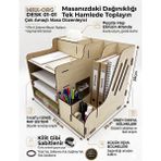 Mrx-Org Desk 01 Masaüstü Organizer | Peçetelikli Çok Amaçlı Masa Düzenleyici, Raflı Dosyalık - Akçaağaç