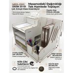 Mrx-Org Desk 01 Masaüstü Organizer | Peçetelikli Çok Amaçlı Masa Düzenleyici, Raflı Dosyalık - Beyaz