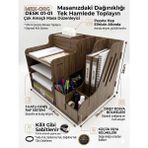 Mrx-Org Desk 01 Masaüstü Organizer | Peçetelikli Çok Amaçlı Masa Düzenleyici, Raflı Dosyalık - Ceviz