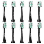 MRYUESG Philips Sonicare 10'lu Paket ile Uyumlu Yedek Başlıklar, Phillips, Fırça Başlıkları için MRYUESG Elektrikli Diş Fırçası Başlığı, Siyah