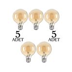 MŞ Aydınlatma 5 Adet Cla19 E27 Duylu 8 Watt Gün Işığı Led Filament Rustik Bal Cam Ampul G95