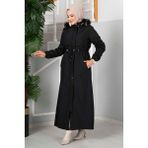 Ms Eflin Kapüşonlu Tesettür Mont Siyah - 44