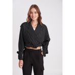Ms. Endam Kadın Çizgili Kısa Boy Oversize Içi Astarlı Zara Model Trençkot Ceket-Siyah - Standart