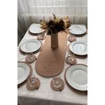 MS Glassware 14 Parça Hasır Runner, Supla, Bardak Altlığı Set - 6 Supla, 1 Runner, 6 Bardak Altlığı, Ekmek Sepeti