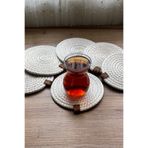 MS Glassware Krem 6’lı Bardak Altlığı, Çay Kahve Fincan Kupa Mum Altlığı Dekoratif Supla 12 Cm