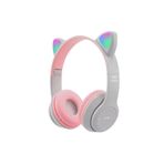 MS Glassware P47M Sevimli Renkli Kedi Kulak Bluetooth Kulaklık Pembe P47Mm