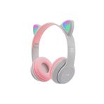 MS Glassware P47M Sevimli Renkli Kedi Kulak Bluetooth Kulaklık Pembe