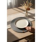 MS Glassware Tekli Amerikan Servis, Runner, Sunum Suplar Takımı, Örgü Tabak Altı Yanmaz, Gri