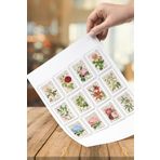 Ms Major Selection 24 Adet 4 X 3 Cm Boyutlarında Paris Gül Çiçek Temalı Posta Pulu Sticker Etiket Çıkartması