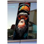 Ms Major Selection Çılgın Maymun Baskılı Araç Kapı Direk Kaplama Folyo Sticker 2'Li (Sağ&Sol)