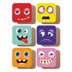 Ms Major Selection Emoji Tasarımlı 6Lı Ahşap Bardak Altlığı Seti