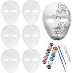 Máscaras de Papel, maske beyaz, 6 adet kendin yap beyaz kağıt maske, boyama için tiyatro maskesi, maskeli balo maskesi, boyanabilir kağıt maskeler