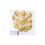 Msda Gold Konfetili Şeffaf Balon Seti - 10 Adet