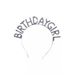 Msda Gümüş Renk Metal Taşlı Birthday Girl Yazılı Doğum Günü Parti Tacı
