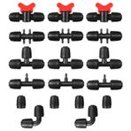 MSDADA 1/2 '' Boru için 18 Adet Damla Sulama Parçaları Kiti: 1/2 İnç Damla Hattı Anti Damla Dikenli Kilitleme Somunu Konnektörü 4 Tees 4 Kaplin 3 Azaltma Tee 3 Anahtar Vanaları 2 Dirsekler 2 Fiş