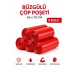 MSE HOLD Büzgülü Çöp Poşeti Çilek Kokulu 65×70 cm Büyük Boy 5 Rulo Dayanıklı Sızdırmaz Kalın Çöp Torbası
