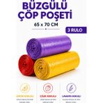 MSE HOLD Büzgülü Çöp Poşeti Çilek Limon Lavanta Kokulu 65×70 cm Büyük Boy 3 Rulo Çöp Torbası
