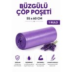 MSE HOLD Büzgülü Çöp Poşeti Lavanta Kokulu 55×60 cm Orta Boy 1 Rulo Dayanıklı Sızdırmaz Kalın Çöp Torbası