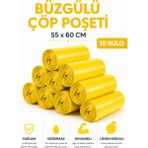 MSE HOLD Büzgülü Çöp Poşeti Limon Kokulu 55×60 cm Orta Boy 10 Rulo Dayanıklı Sızdırmaz Kalın Çöp Torbası