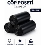 MSE HOLD Çöp Poşeti 72X95 Battal Boy 3 Rulo 30 Adet Dayanıklı Sızdırmaz Çöp Torbası