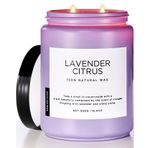 M&SENSE Lavanta Narenciye Mumları, 19 oz 110H Yanma Süresi Ev Kokulu Soya Mumları, Anne Arkadaşlar Öğretmen için Stres Giderici Aromaterapi Mum Hediyeleri, Spa, Banyo, Yoga için Büyük Kavanoz Mum