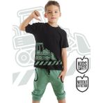 MSHB&G Dozer Yolda Erkek Çocuk T-Shirt Kapri Şort Takım - Siyah - Haki - 6 Yaş