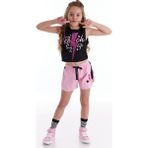 MSHB&G Rock Life Kız Çocuk Crop Top Şort Takım - 4 Yaş - Siyah - Pembe