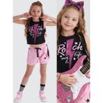 MSHB&G Rock Life Kız Çocuk Crop Top Şort Takım - 9 Yaş - Siyah - Pembe