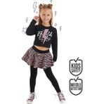 MSHB&G Rock Life Kız Çocuk T-Shirt Tayt Takım - 8 Yaş - Pembe - Siyah
