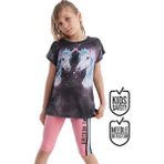 MSHB&G Twin Unicorn Kız Çocuk Tunik Tayt Takım - 3 Yaş - Pembe - Gri