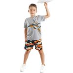 Mshb&G Uçak Erkek Çocuk T-Shirt Kamuflaj Şort Takım - Renkli - 4 Yaş