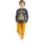 MSHB&G Ufo Erkek Çocuk T-Shirt Pantolon Takım - Gri - Sarı - 4 Yaş