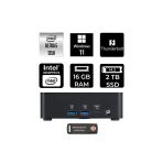 Msı Cubi Nuc Intel Core Ultra 5 125H 16Gb 2Tb Ssd W11P Mini Masaüstü Bilgisayar & Per4 Usb