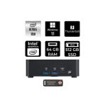 Msı Cubi Nuc Intel Core Ultra 5 125H 64Gb 512Gb Ssd W11P Mini Masaüstü Bilgisayar & Per4 Usb