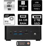 MSI Msı Cubi Nuc Core 3 100U Mini PC 64GB RAM 2TB SSD Win11 Pro + Per4 USB 1M003EUP424 - Windows 11 Pro