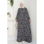 MSK Fashion Önü Lastikli Büyük Beden Viskon Anne Elbisesi siyah