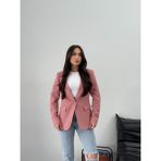 Msm Fashion Kadın Blazer Ceket Kısa Düğmeli Astarlı Vatkalı Ceket - 42 - Pudra