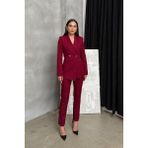 Msm Fashion Kadın Ikili Blazer Ceket Pantolon Takım Pile ve Düğme Detaylı Boru Paça - 42 - Bordo