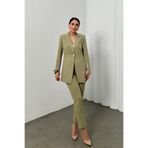 msm fashion Kadın Metalik Taş Detaylı Boru Paça Blazer Ceket Pantolon Takım