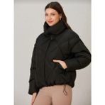 Msm Fashion Siyah Geniş Yakalı Baklava Desenli Oversize Şişme Mont - Standart