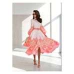 MSN Keten Kumaş Zimmerman Model Dantel Detaylı Elbise (Kemer Dahildir)-Pembe-2714