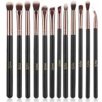 MSQ Göz Makyajı Fırçaları 12 adet Gül Altın Göz Farı Makyaj Fırçaları Seti Yumuşak Sentetik Kıllar ve Gerçek Ahşap Saplı Göz Farı, Kaş, Eyeliner, Karıştırma (çanta olmadan)