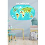 MSticker-Çocuklar Için Eğitici Ingilizce Dünya Haritası Sticker(70x100cm)
