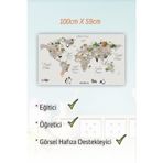 MSticker Eğitici Dünya Haritası Sticker - Çocuklar İçin Dünya Haritası